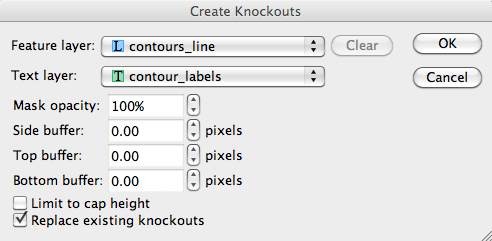 Create Knockouts dialog box