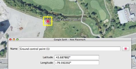 collecting the latitude and longitude values from Google Earth