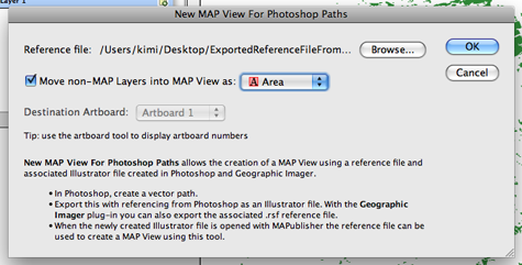 MAPublisher dialog: New MAPView For Photoshop Paths