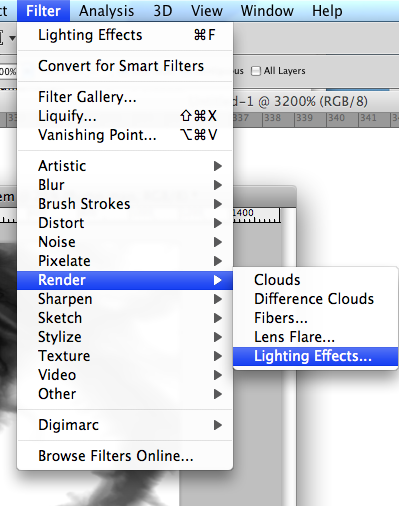 step 10: Menu Filter > REnder > Lighting Effects ...