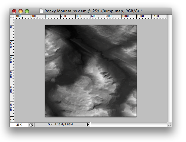 step 12: Shaded relief image completed