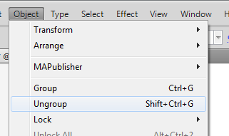 Adobe Illustrator menu: Ungroup