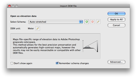 Import DEM File dialog window