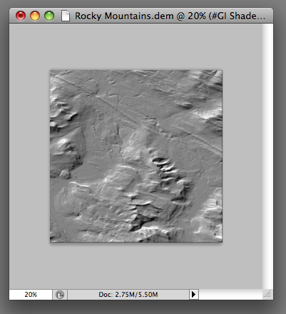 Shaded Relief Image after the original DEM file is made invisible