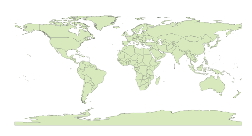 World map in WGS84 geodetic system