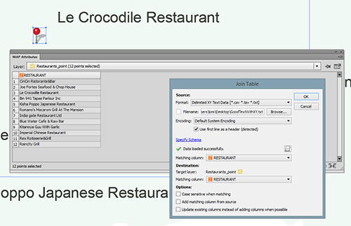 Step 4: Joining Tables with the exported Text layer and Point layer