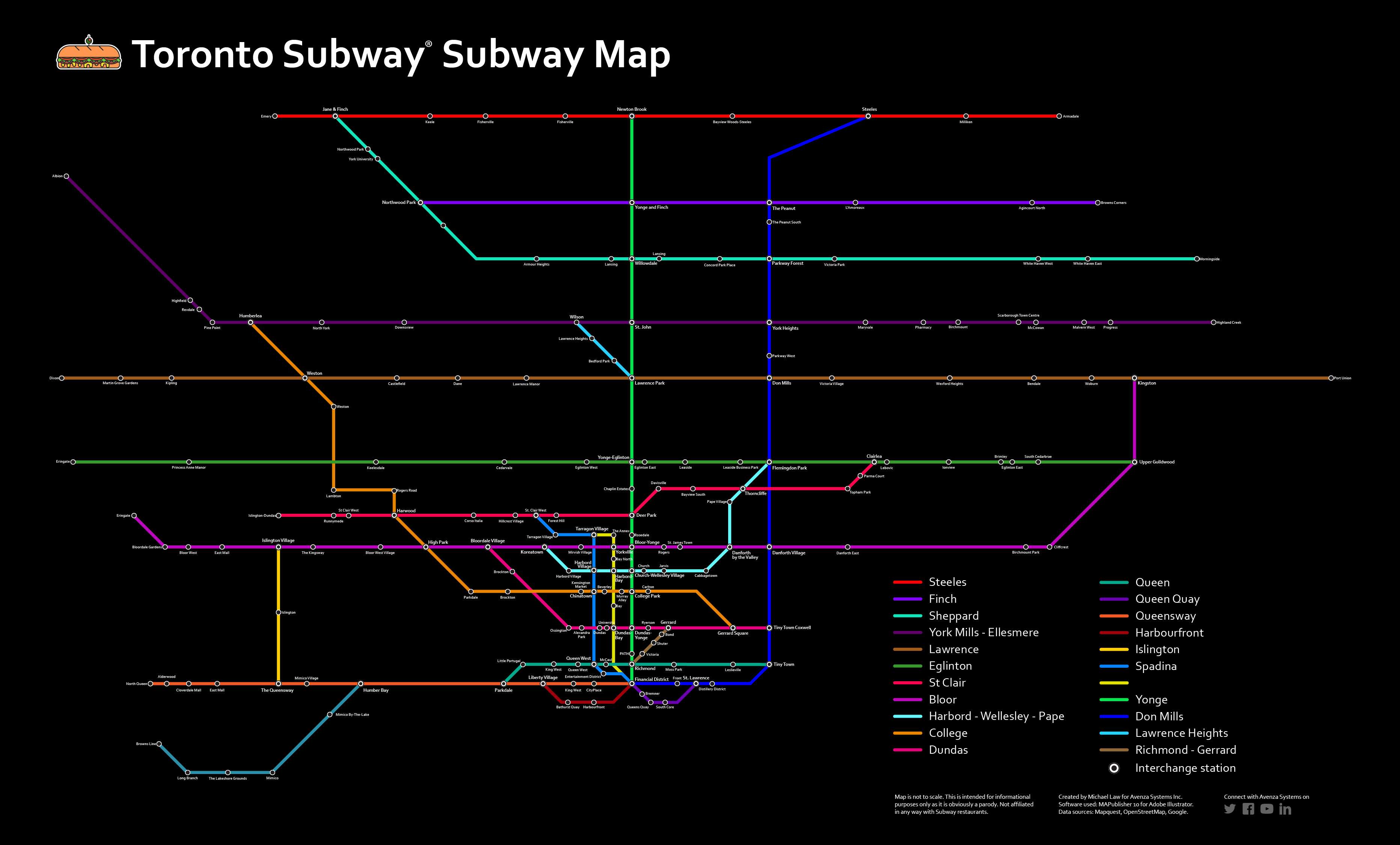 Toronto Subway subway map TTC style