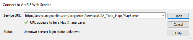 Connect to ArcGIS dialog