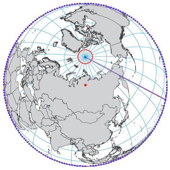 Cropped dataset reprojected to the custom Orthographic coordinate system - MAPublisher