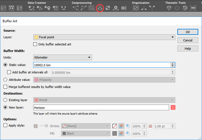 Creating the horizon line - MAPublisher