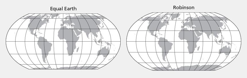 Comparing Equal Earth and Robinson projections