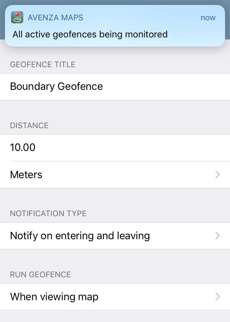 Avenza Maps Geofence Options