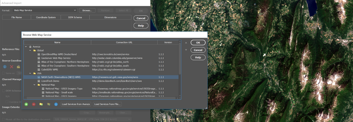 Avenza Geographic Imager - Connect to web map services