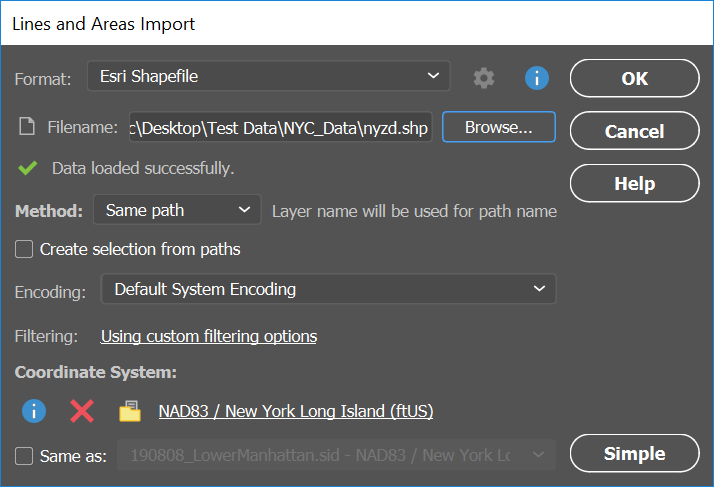 Geographic Imager Lines and Areas Import