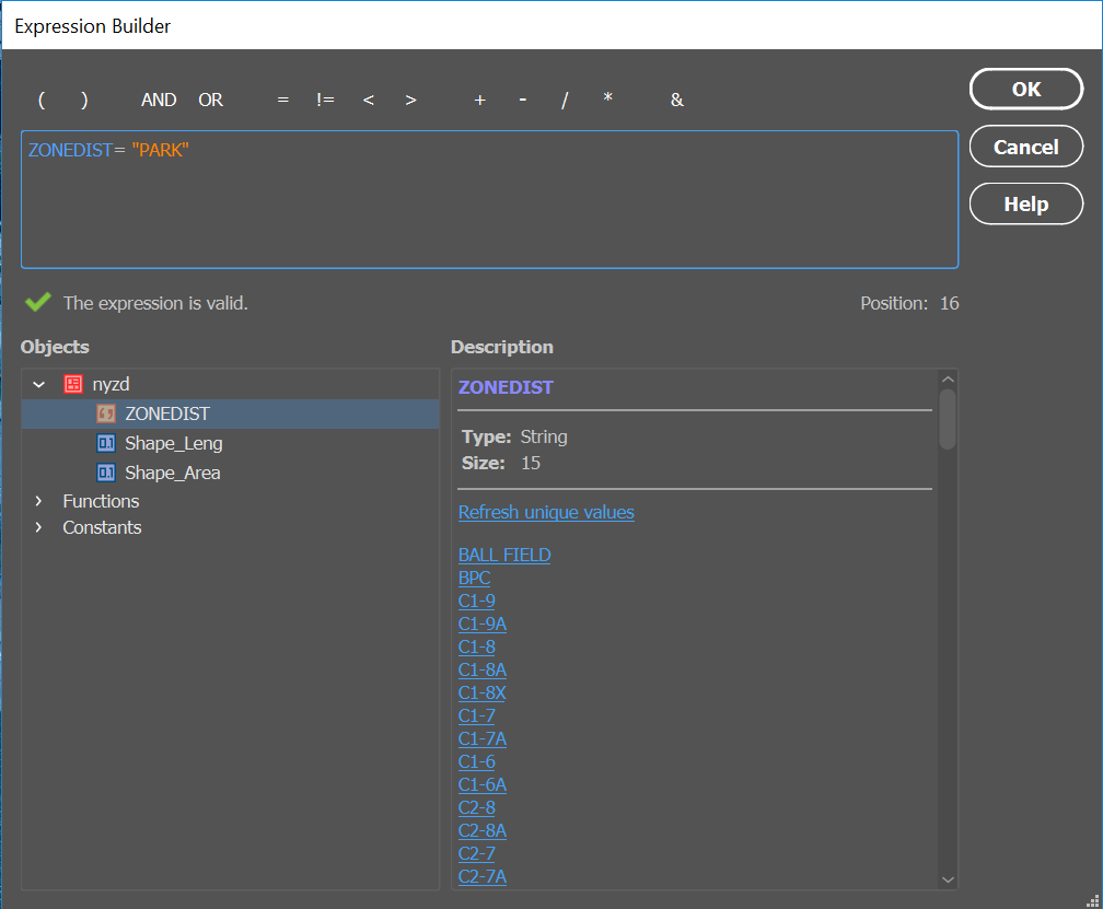 Geographic Imager Expression Builder