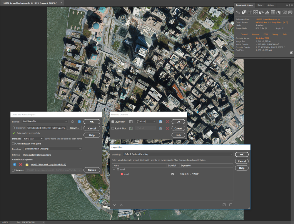 Geographic Imager Lines and Area Import