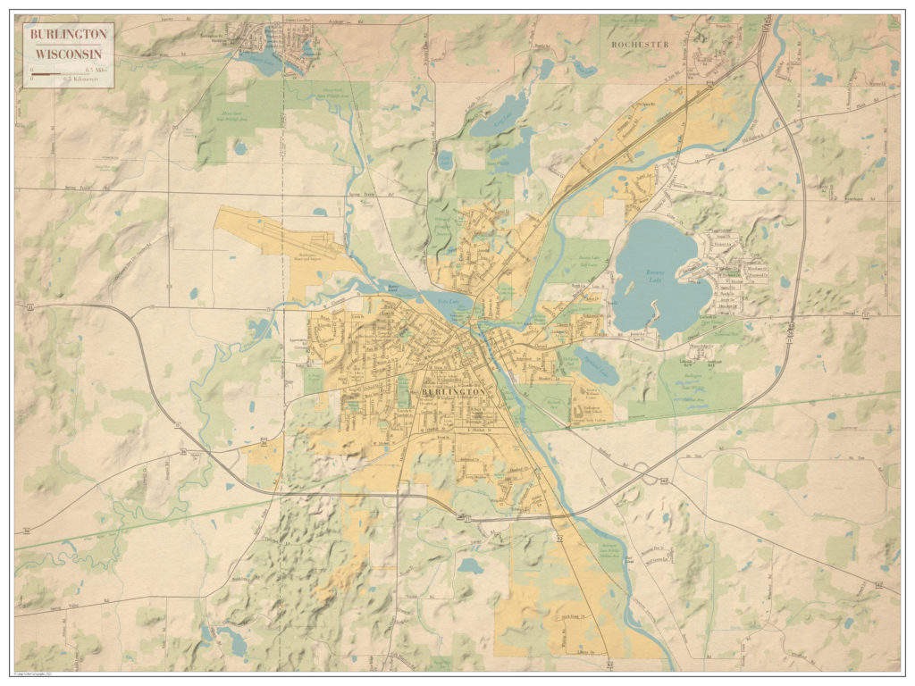 Burlington Wisconsin Map by Glen Pawelski